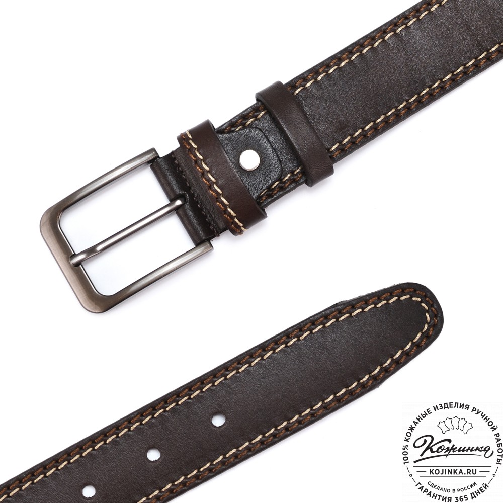 Кожаный ремень "Томас" (тёмно-коричневый)